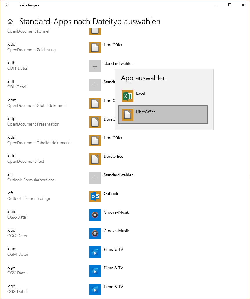 Standard Apps nach Dateityp auswählen