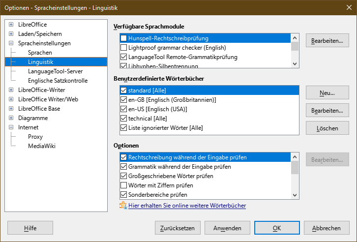 LanguageTool Sprachmodule