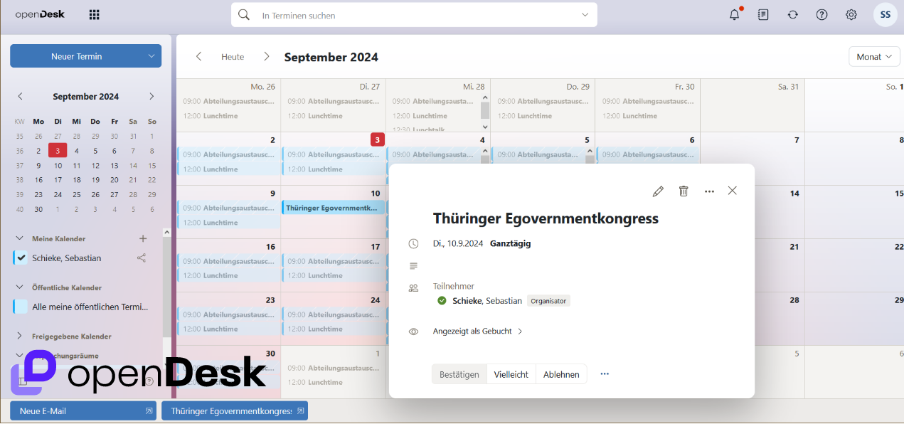 Screenshot der openDesk E-Mailkomponente